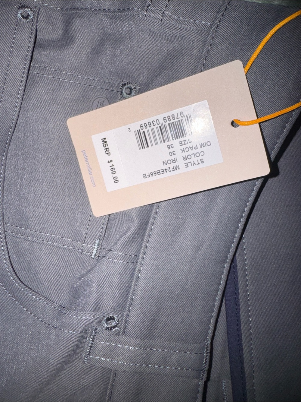 Peter Millar Gray Men's Pants - Tailored Waist 35/30